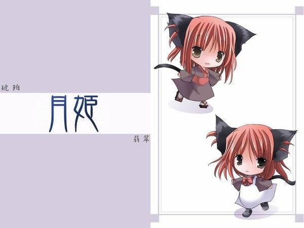 Anime picture 1024x768 with shingetsutan tsukihime type-moon kohaku (tsukihime) hisui (tsukihime) animal ears cat ears