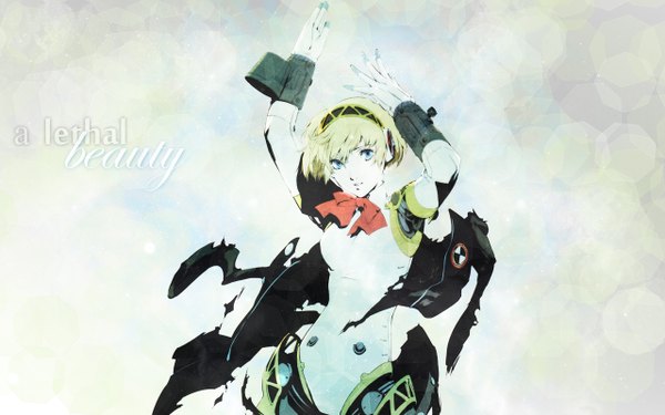 Anime picture 1280x800 with persona 3 persona aegis short hair blue eyes blonde hair wide image android