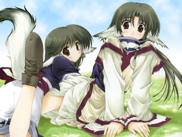 Anime picture 1600x1200 with utawareru mono eruruw tail dog girl girl