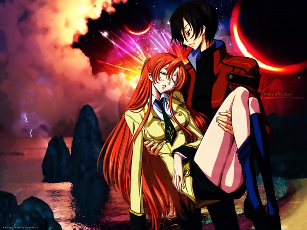 Anime picture 1600x1200 with code geass sunrise (studio) lelouch lamperouge shirley fenette light erotic tagme