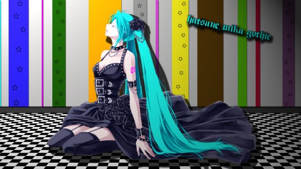 Anime picture 1920x1080 with vocaloid hatsune miku long hair highres wide image girl dress