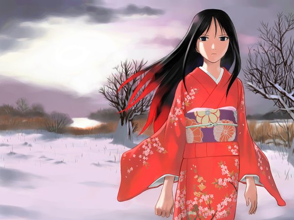 Anime picture 1280x960 with shingetsutan tsukihime type-moon toono akiha japanese clothes kimono