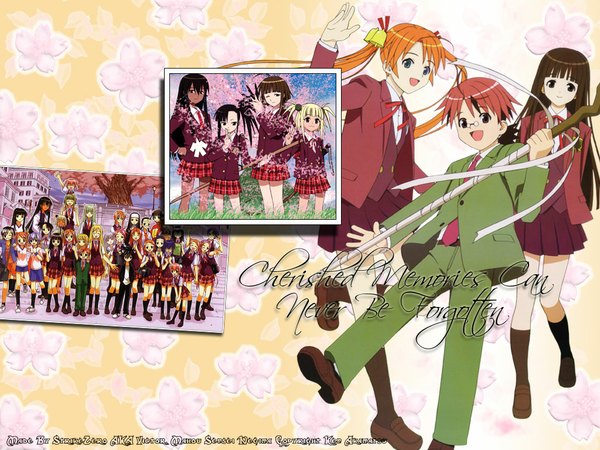 Anime picture 1024x768 with mahou sensei negima! kagurazaka asuna konoe konoka negi springfield tagme