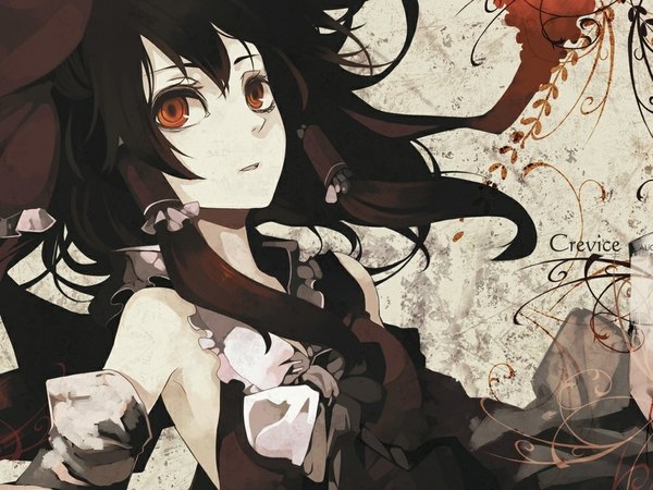 Anime picture 1024x768 with touhou hakurei reimu riku (wana) redalice single black hair red eyes miko cropped girl ribbon (ribbons)