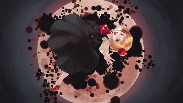 Anime picture 1280x720 with touhou rumia gahaku single looking at viewer blush short hair open mouth blonde hair red eyes wide image girl dress