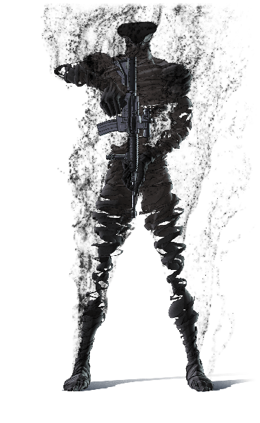 Anime picture 1200x1942 with ajin kuroi yuurei single tall image simple background holding grey background shadow ghost no face faceless male dissolving headless weapon gun bandage (bandages) creature assault rifle