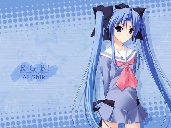 Anime picture 1280x960 with r.g.b! dengeki moeou shiki ai suzuhira hiro blue background
