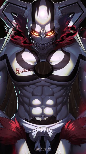 Anime picture 534x950 with bleach studio pierrot kurosaki ichigo huang xie single tall image horn (horns) tattoo copyright name glowing dated glowing eye (eyes) muscle abs hollow monster
