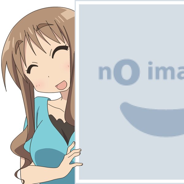 Anime picture 850x850 with yuyushiki pixiv matsumoto yoriko mugen ouka single long hair fringe open mouth simple background brown hair white background payot eyes closed eyebrows ^ ^ vector no image girl