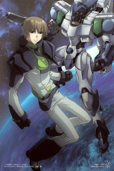 Anime picture 1329x2000 with heroic age iolaous oz mehelim tall image short hair blonde hair black eyes scan inscription hieroglyph space boy star (stars) mecha