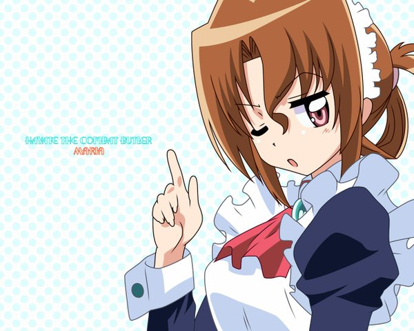 Anime picture 1280x1024 with hayate no gotoku! maria (hayate no gotoku!) open mouth one eye closed wink maid