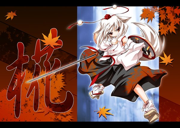 Anime picture 1400x1000 with touhou inubashiri momiji girl sword tagme