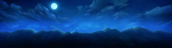 Anime picture 5120x1440 with monobeno cura highres wide image game cg sky cloud (clouds) blue background no people landscape scenic long image moon star (stars) full moon