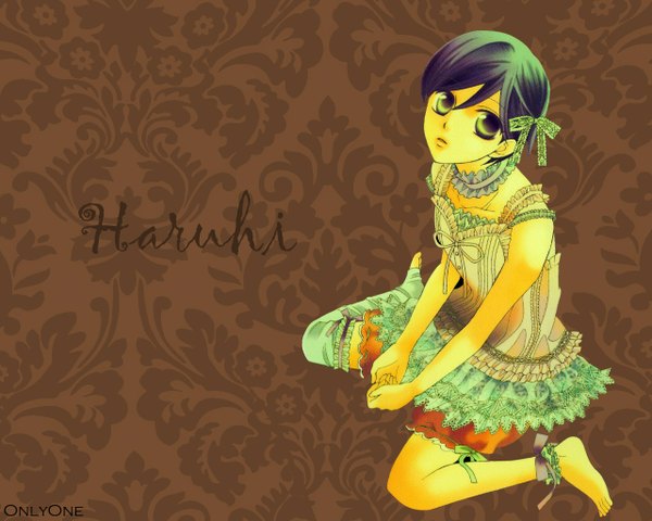 Anime picture 1280x1024 with ouran high school host club studio bones fujioka haruhi haruhi fujioka barefoot skirt