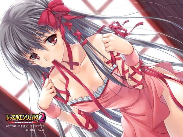 Anime picture 1600x1200 with wrestle angels hagure keg light erotic cleavage wallpaper dress shiraishi noel