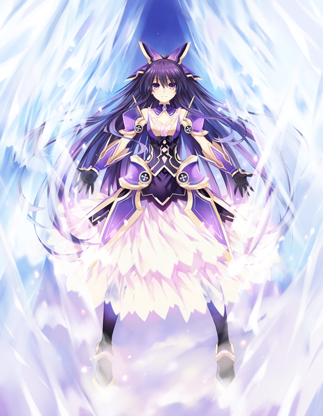 Anime picture 1280x1648 with date a live yatogami tooka tsunako single long hair tall image purple eyes purple hair official art girl dress bow hair bow