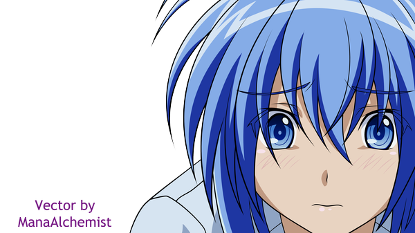 Anime picture 4444x2500 with kampfer senou natsuru blush highres short hair blue eyes wide image signed blue hair absurdres close-up transparent background face vector girl