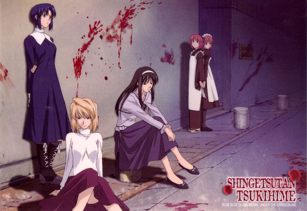 Anime picture 1485x1024 with shingetsutan tsukihime type-moon arcueid brunestud toono akiha kohaku (tsukihime) hisui (tsukihime) ciel (tsukihime) ozawa iku