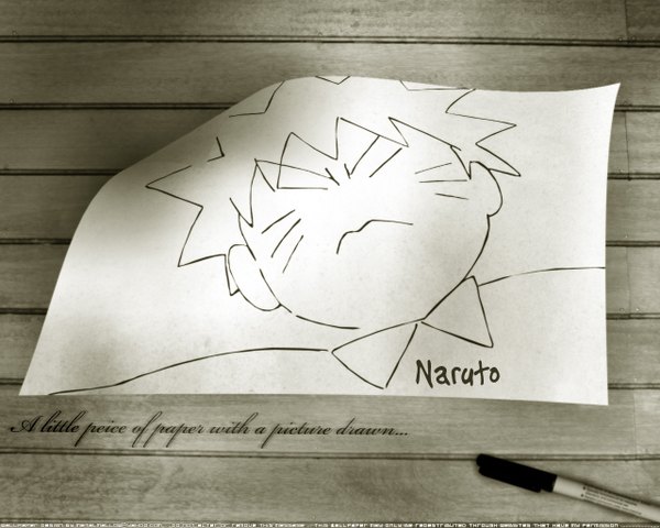 Anime picture 1280x1024 with naruto studio pierrot naruto (series) uzumaki naruto facial mark face chibi whisker markings jinchuriki drawing boy paper pen