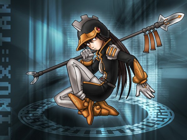 Anime picture 1600x1200 with os-tan linux juzo-kun binary penguin girl girl uniform spear tech