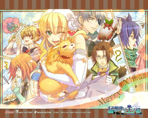 Anime picture 1280x1024 with beast master and prince (game) idea factory tiana (beast master and prince) matheus lucia (beast master and prince) erik (beast master and prince) alfred (beast master and prince) klaus (beast master and prince) silvio (beast master and prince) short hair blue eyes blonde hair red eyes brown hair purple eyes holding brown eyes green eyes yellow eyes blue hair