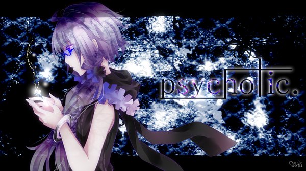 Anime picture 1500x843 with vocaloid yuzuki yukari tyouya single long hair wide image purple eyes twintails purple hair profile alternate costume low twintails girl hair ornament bow hair bow glasses bracelet