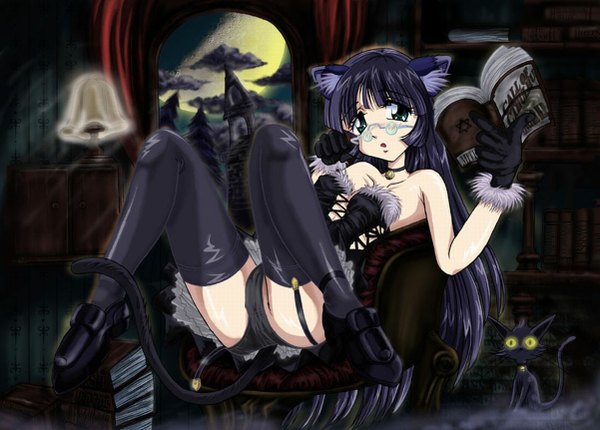 Anime picture 1201x862 with animal ears cat girl girl tagme