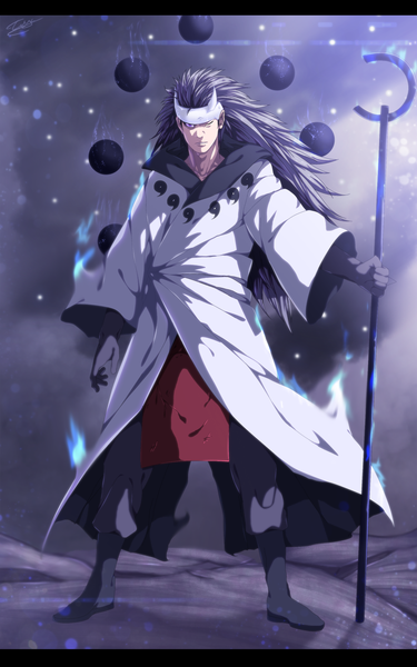 Anime picture 1500x2397 with naruto studio pierrot naruto (series) uchiha madara tempestdh single long hair tall image silver hair cloud (clouds) pink eyes night night sky coloring magic letterboxed smoke rinnegan boy star (stars)