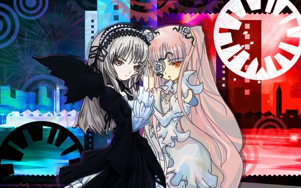 Anime picture 1680x1050 with rozen maiden suigintou kirakishou wide image