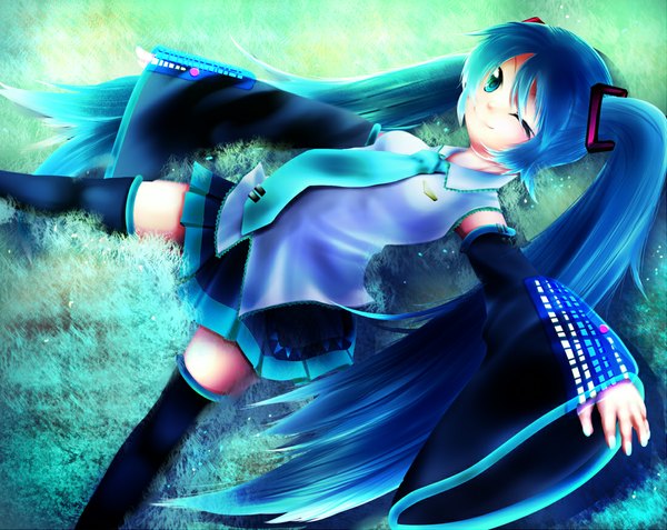 Anime picture 1098x874 with vocaloid hatsune miku girl tagme