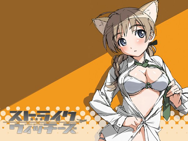 Anime picture 1024x768 with strike witches lynette bishop light erotic tagme
