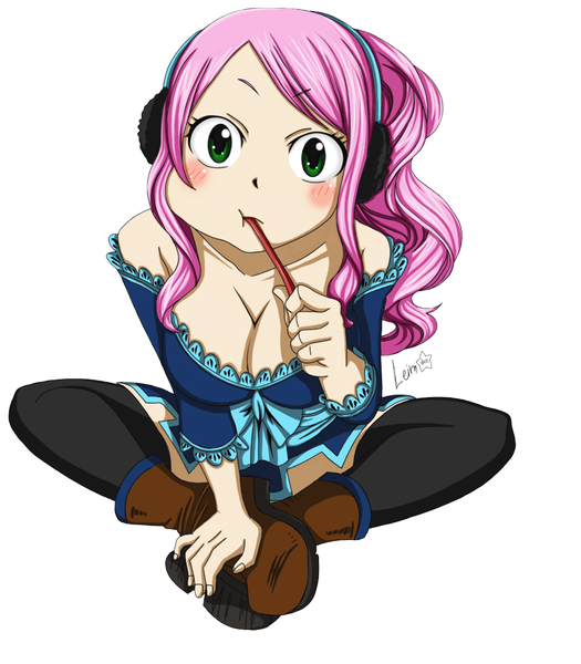 Anime picture 1000x1142 with fairy tail meredy (fairy tail) leimdess single long hair tall image blush bare shoulders green eyes pink hair ponytail loli coloring transparent background girl dress headphones