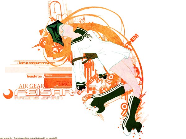 Anime picture 1600x1200 with air gear toei animation simca orange background tagme
