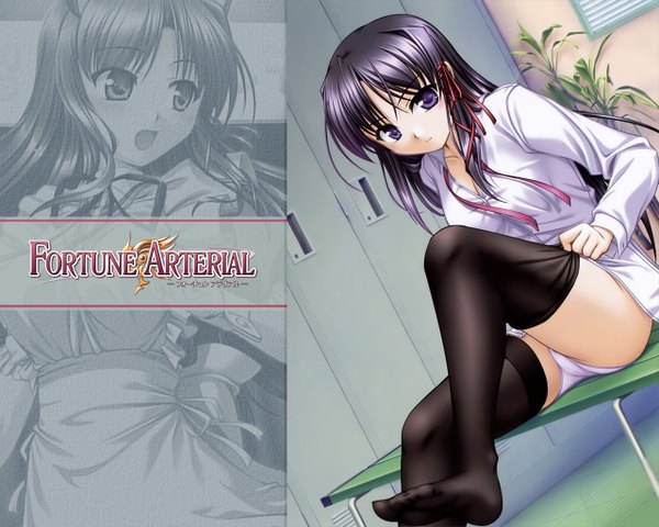 Anime picture 1280x1024 with fortune arterial august soft kuze kiriha light erotic pantyshot underwear panties tagme