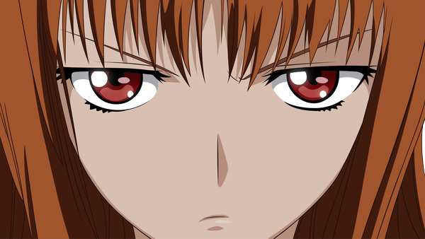 Anime picture 4001x2254 with spice and wolf horo ergh3 single long hair highres red eyes wide image absurdres orange hair close-up transparent background face vector girl