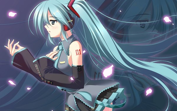 Anime picture 1440x900 with vocaloid hatsune miku wide image girl