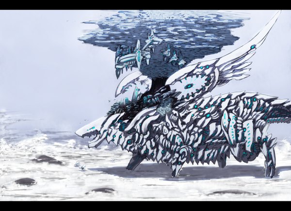 Anime picture 3508x2552 with original ganesagi highres absurdres cloud (clouds) monster creature