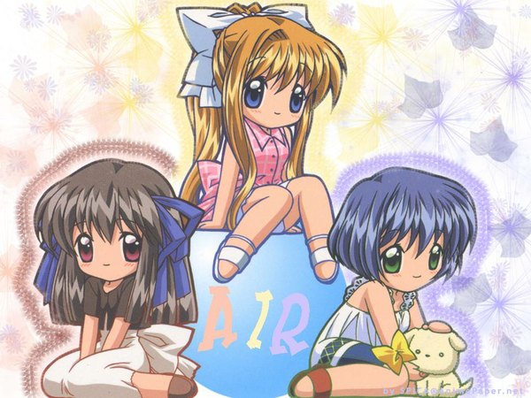 Anime picture 1024x768 with air key (studio) kamio misuzu tohno minagi kirishima kano chibi jpeg artifacts girl