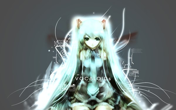 Anime picture 1440x900 with vocaloid hatsune miku long hair wide image blue hair girl