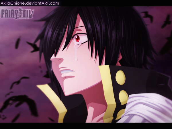Anime picture 1600x1200 with fairy tail zeref akilachione single fringe short hair black hair red eyes sky cloud (clouds) hair over one eye inscription tears coloring portrait face boy animal bird (birds) feather (feathers)