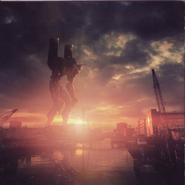 Anime picture 1300x1300 with neon genesis evangelion rebuild of evangelion evangelion: 2.0 you can (not) advance gainax eva 01 sky cloud (clouds) city evening sunset river mecha