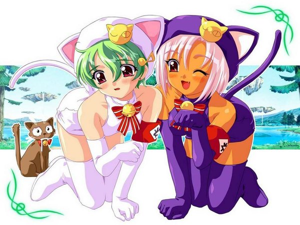 Anime picture 1024x768 with little monica monogatari tina (little monica monogatari) meow (little monica monogatari) girl tagme