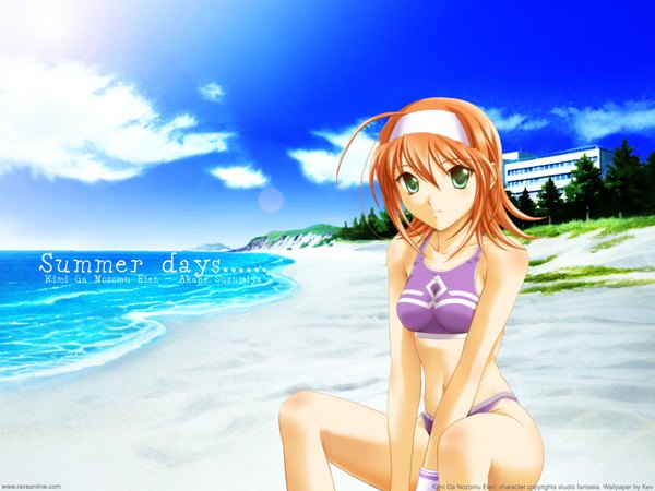 Anime picture 1600x1200 with kimi ga nozomu eien suzumiya akane kev beach third-party edit swimsuit tagme