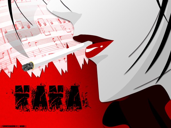 Anime picture 1280x960 with nana madhouse osaki nana cigarette musical note