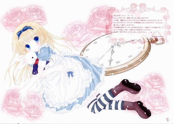 Anime picture 6000x4276 with alice in wonderland highres scan loli thighhighs