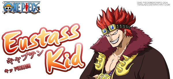 Anime picture 2409x1107 with one piece toei animation eustass kid tekilazo single highres short hair smile wide image white background brown eyes red hair inscription grin coloring hieroglyph vector boy fur goggles