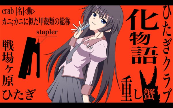 Anime picture 1280x800 with bakemonogatari shaft (studio) monogatari (series) senjougahara hitagi wide image