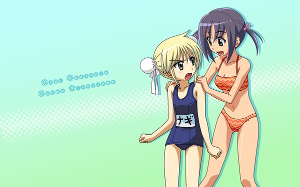Anime picture 1680x1050 with hayate no gotoku! sanzenin nagi nishizawa ayumu wide image swimsuit bikini one-piece swimsuit school swimsuit