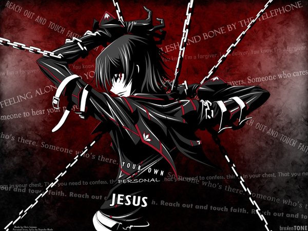 Anime picture 1600x1200 with code geass sunrise (studio) lelouch lamperouge single black hair red eyes from behind boy gloves chain