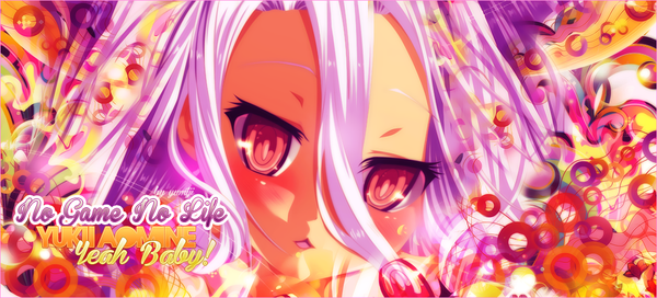 Anime picture 1100x500 with no game no life madhouse shiro (no game no life) yumijii single long hair blush open mouth hair between eyes red eyes wide image pink hair inscription copyright name close-up face girl